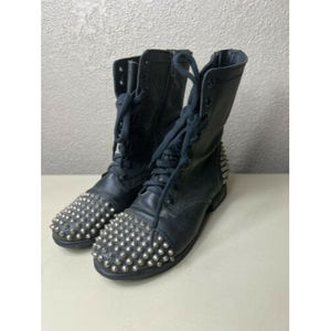 Steve Madden Tarnney Black Studded Combat Boots Womens 6.5M